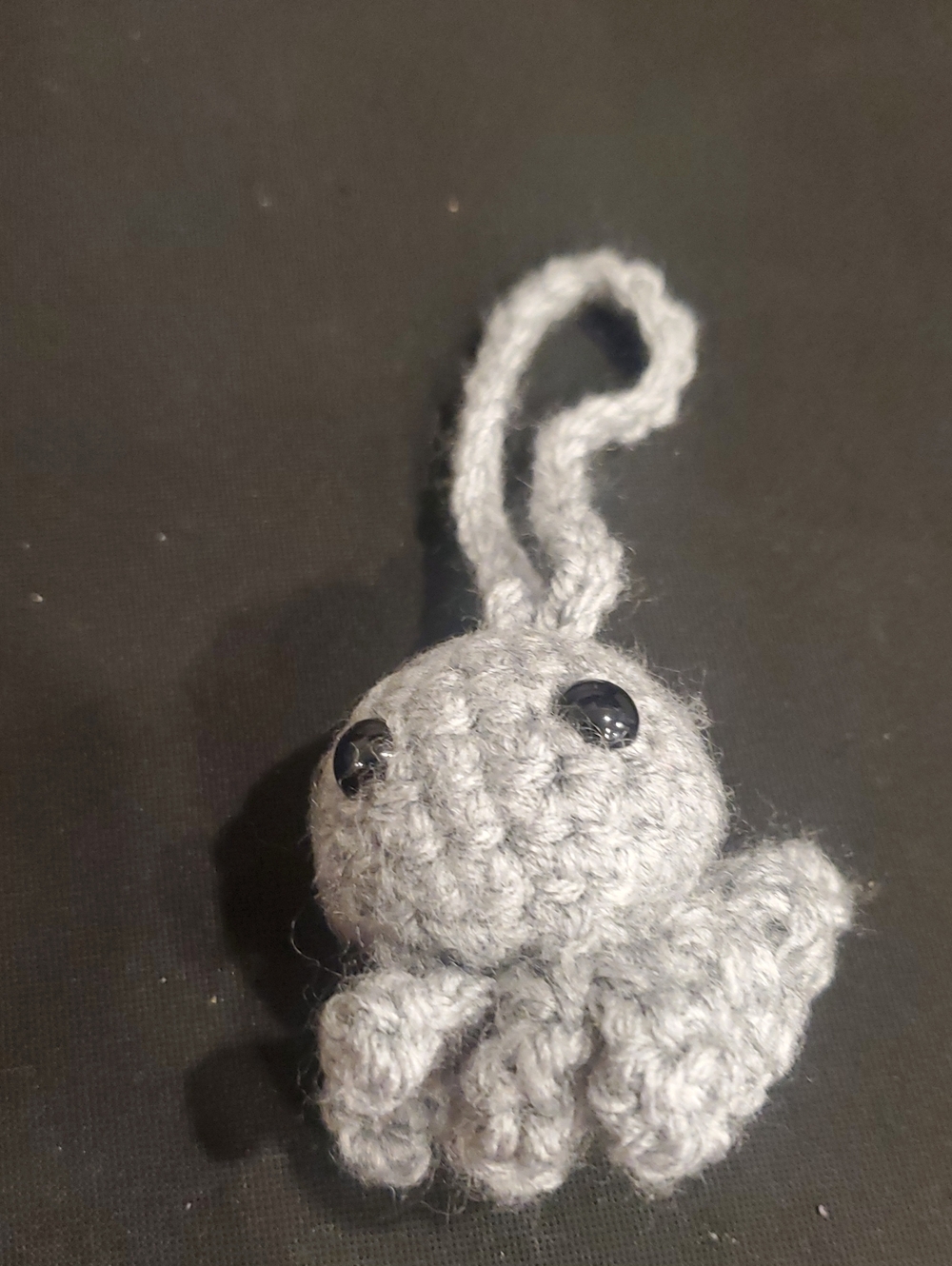 Grey Crochet Octopus Keychain, Car Hanging - Small Handmade Accessory